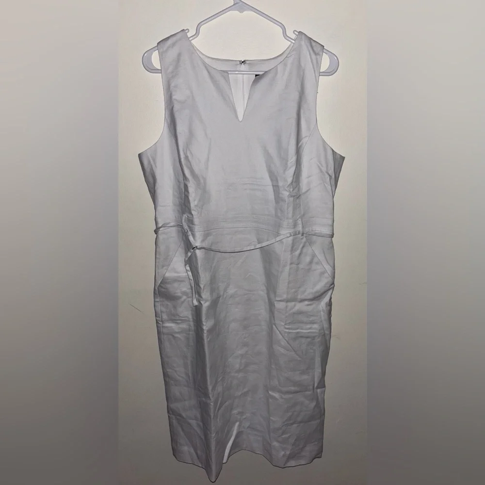 NWT J.Crew Executive dress in stretch linen blend Size 16 White Resort Preppy